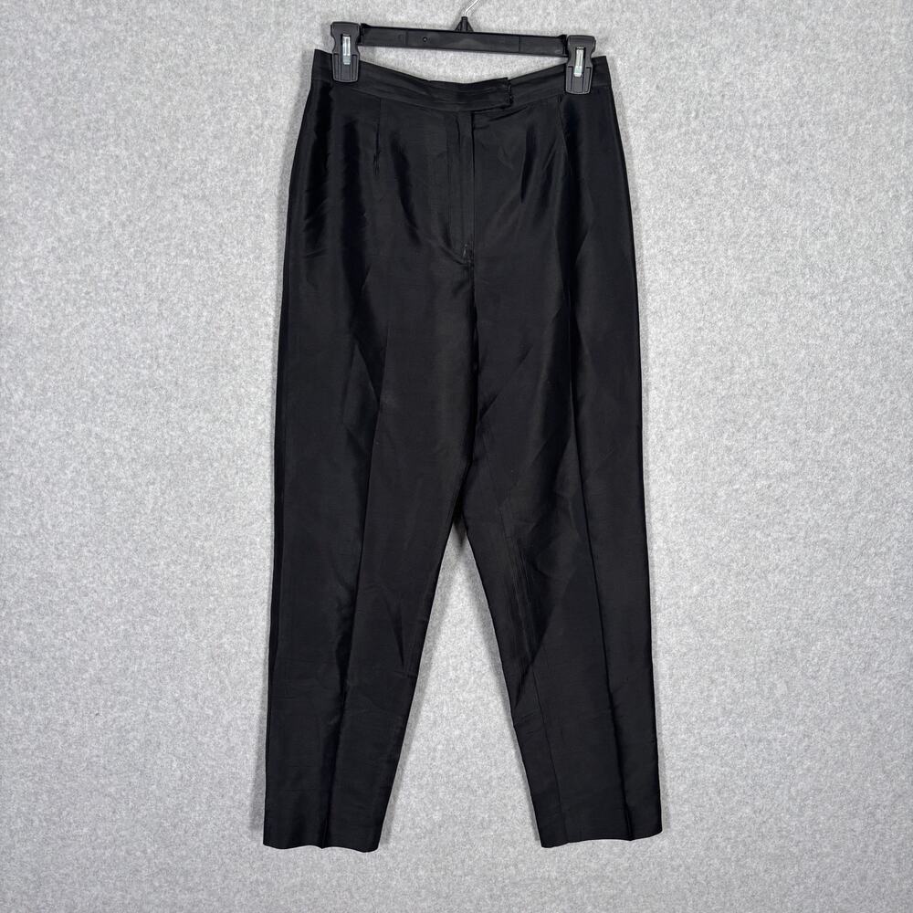 Vintage‎ Rafaella 100% Silk Pleated Pants 8P Black Trouser Party Minimalist